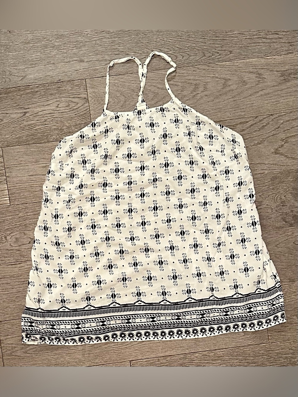 Old Navy White & Blue Pattern Tank Top Size L